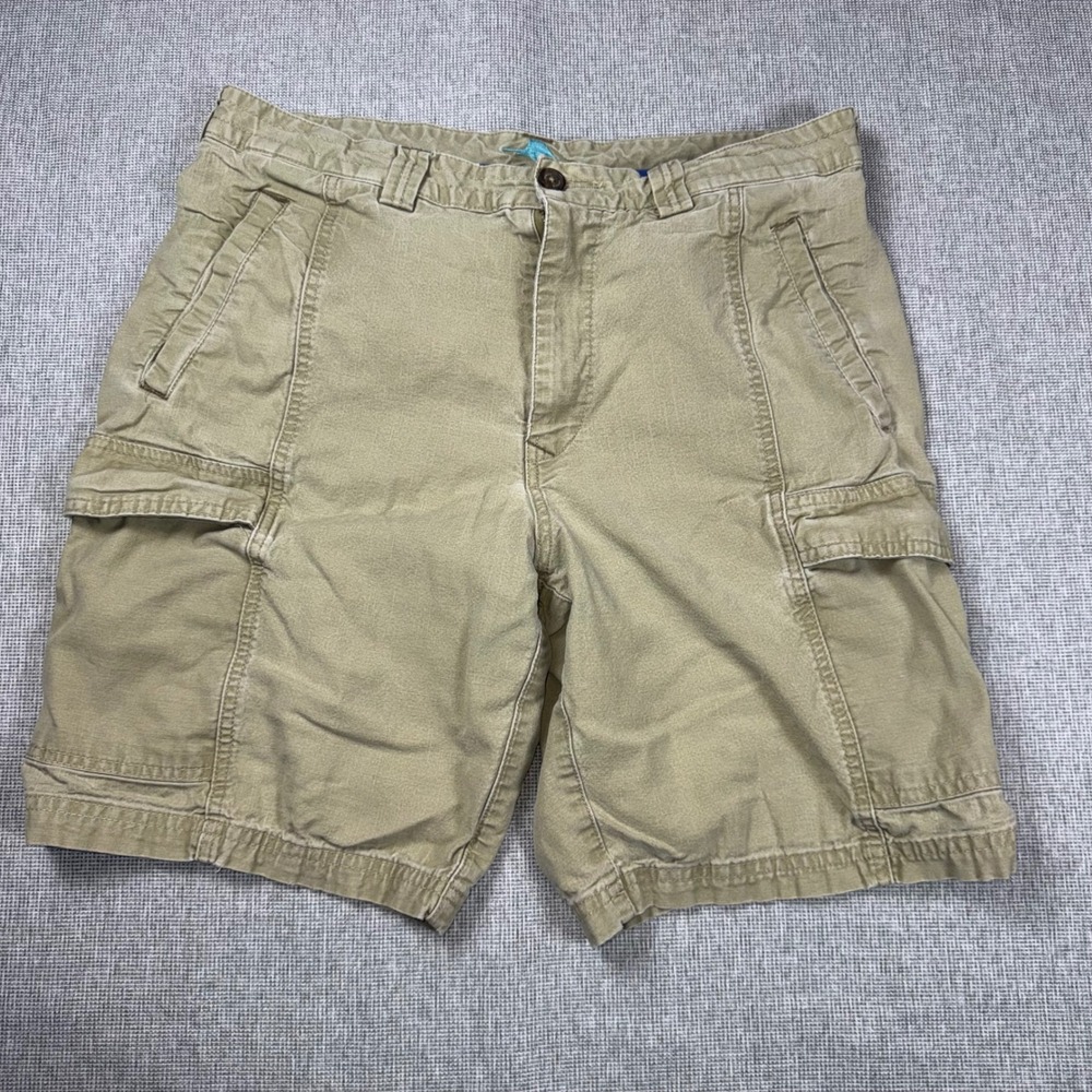 Tommy Bahama Mens Cargo Shorts Size 33 Khaki Tan Cotton Tencel Blend Casual